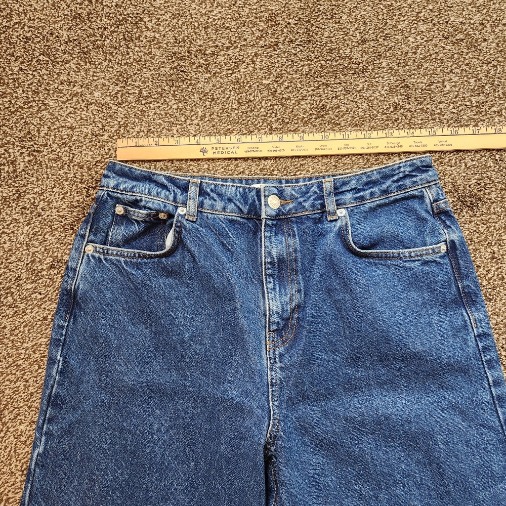 NA-KD Organic Cotton Wide Leg Faded Denim Jeans Size 40 - Picture 6 of 8